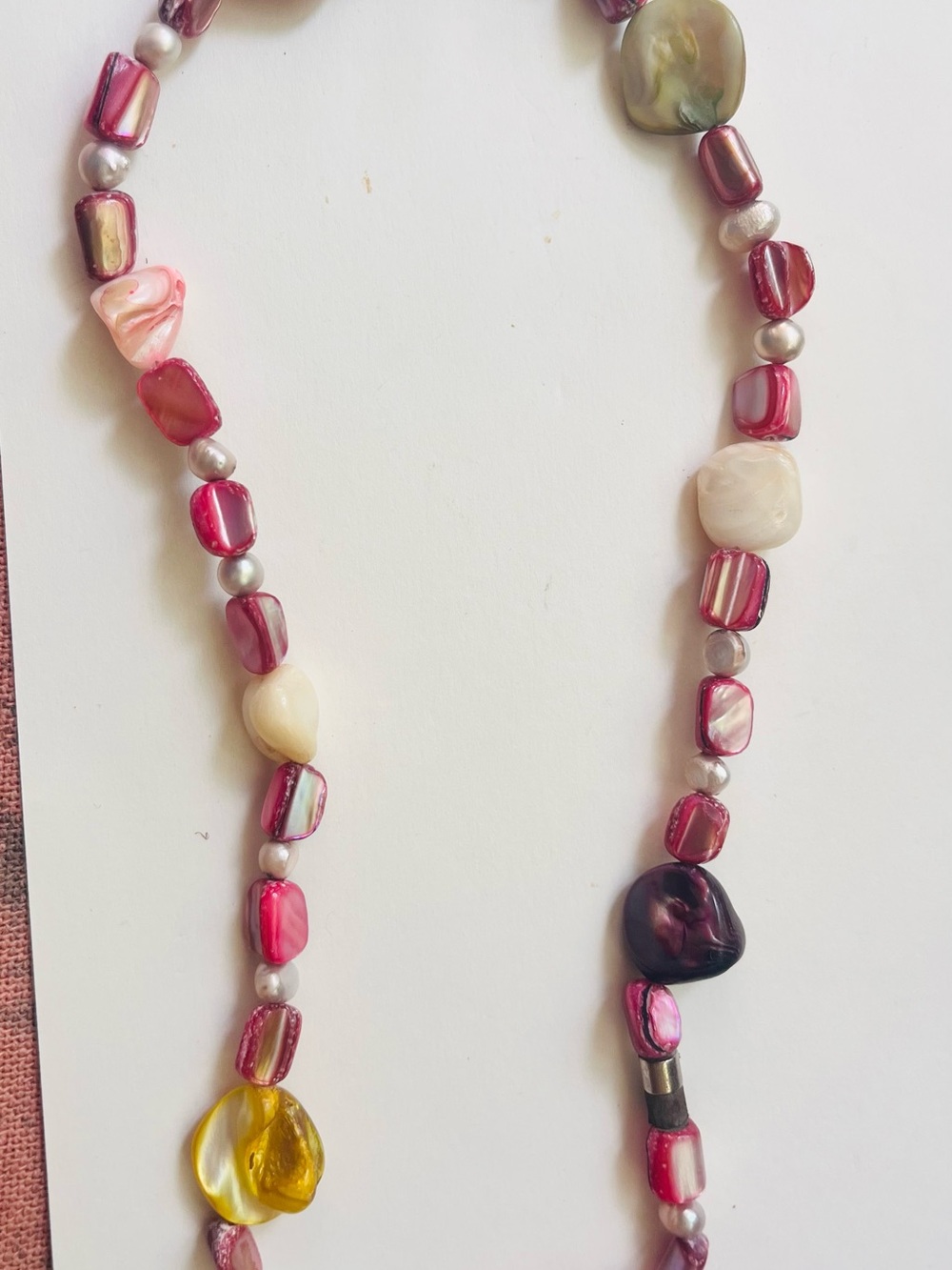 Women's Pink Mixed Bead Necklace by